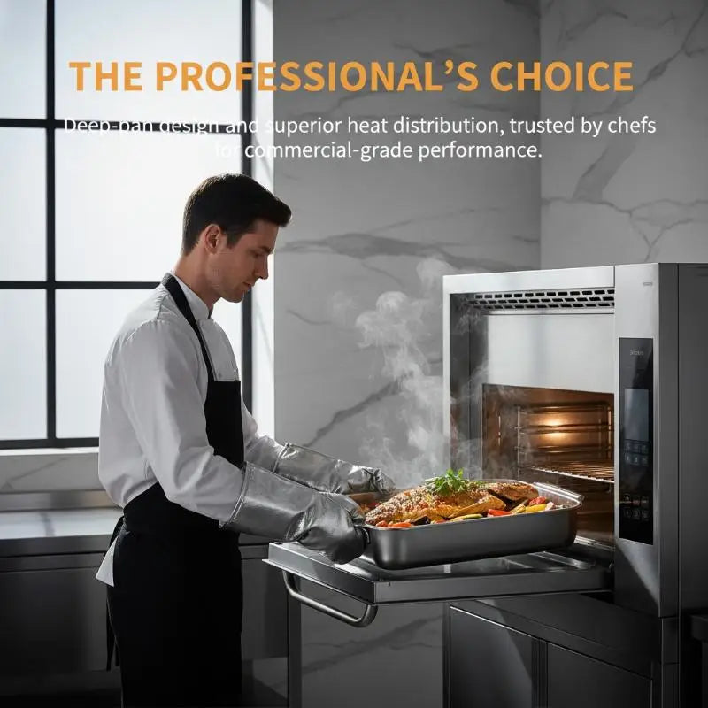 Stainless Steel Baking Pan with Lid | Oven Safe Roasting Dish Baking Pan Axl