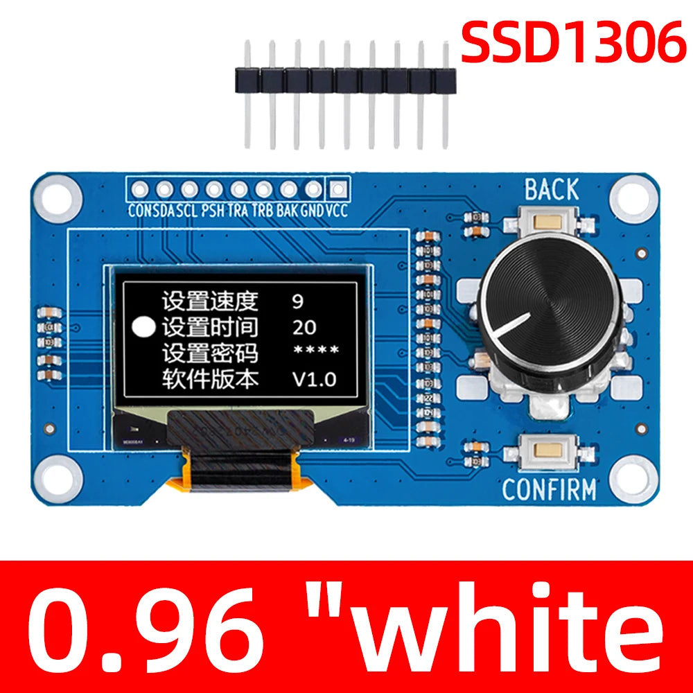 OLED Display 0.96/1.3" + EC11 Rotary Encoder Module for Arduino OLED Display Module Axl 0.96 icnh white