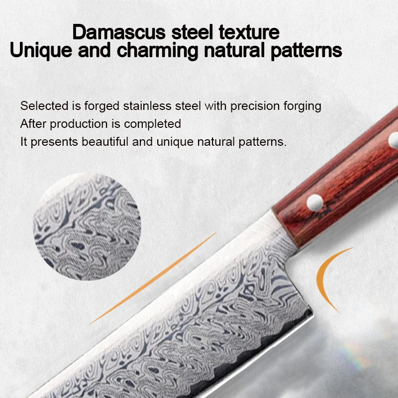 Damascus Steel Chef Knife – Japanese Wood Handle Kitchen Set Chef Knife Set Axl