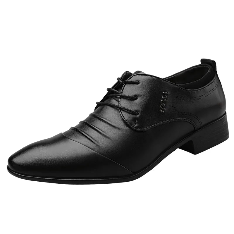 Men's Plus Size Formal Leather Shoes – Lace-Up Business Flats Men's Dress Shoes Axl black 43