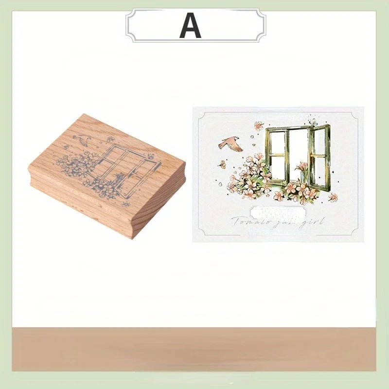 Wooden Rubber Stamp – Journal & Card Lover Seal | Nature Motifs Decorative Rubber Stamp Axl A