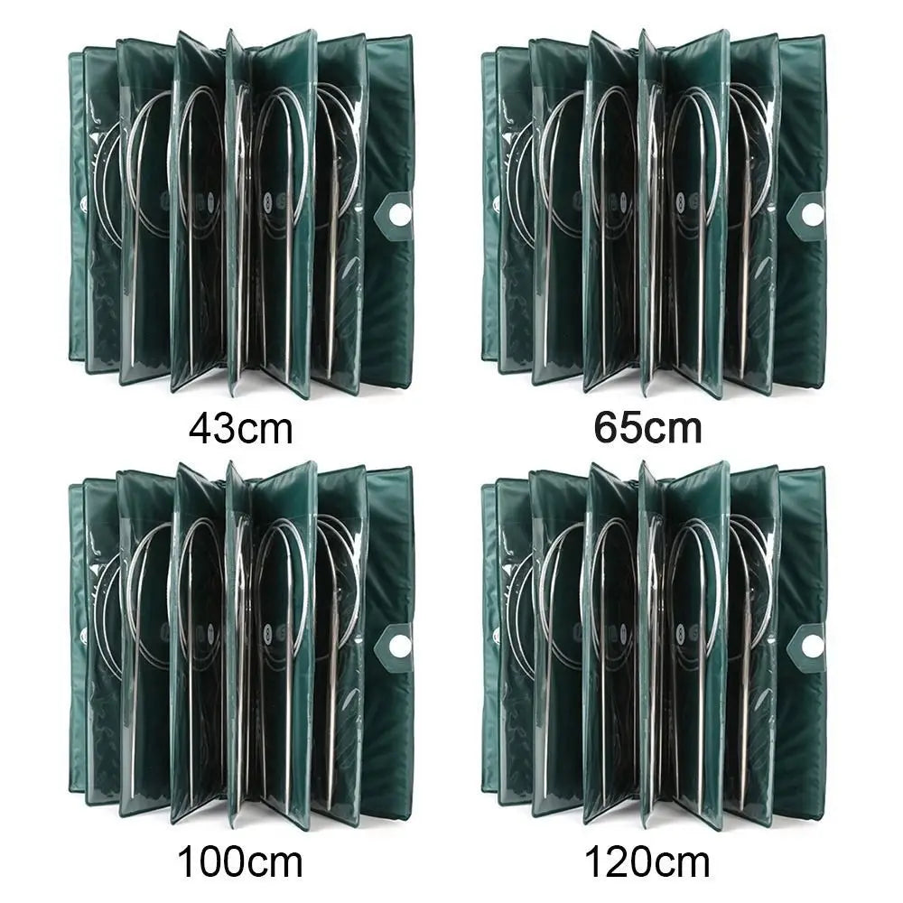 11-Pc Stainless Steel Circular Knitting Needles Set with Bag Circular Knitting Needles Axl