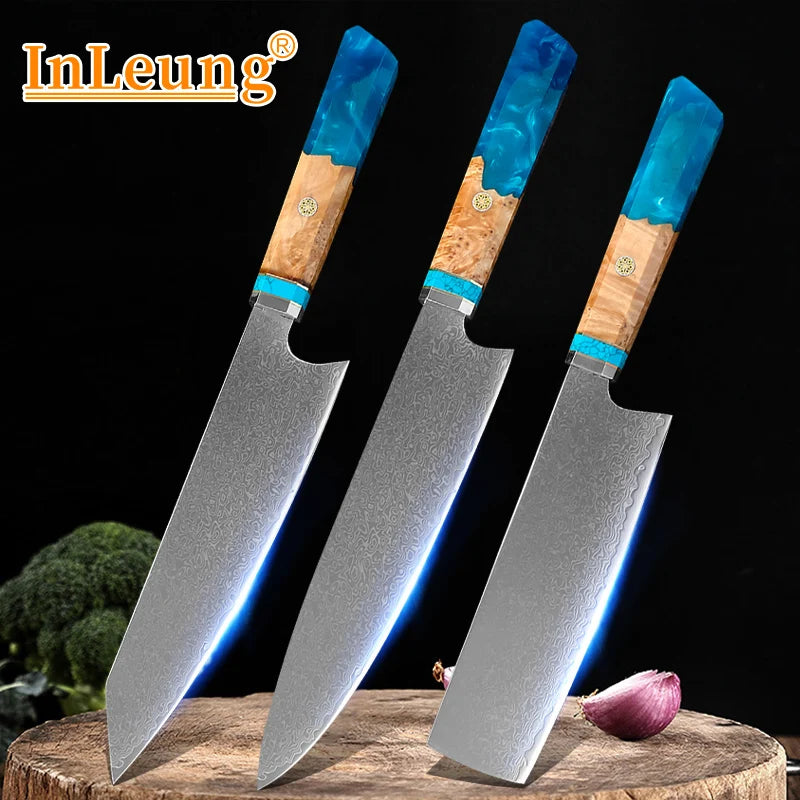 InLeung Damascus Steel Chef Knife – Handmade Japanese Kitchen Damascus Chef Knife Axl