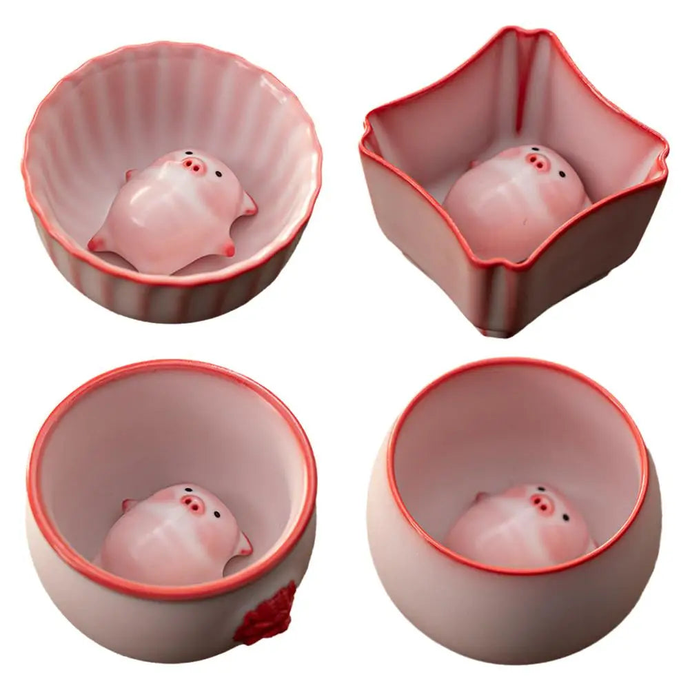 Ceramic Bubble-Blowing Pig Tea Cup Set – Fun Tea Pet Gift Novelty Tea Cup Set Axl