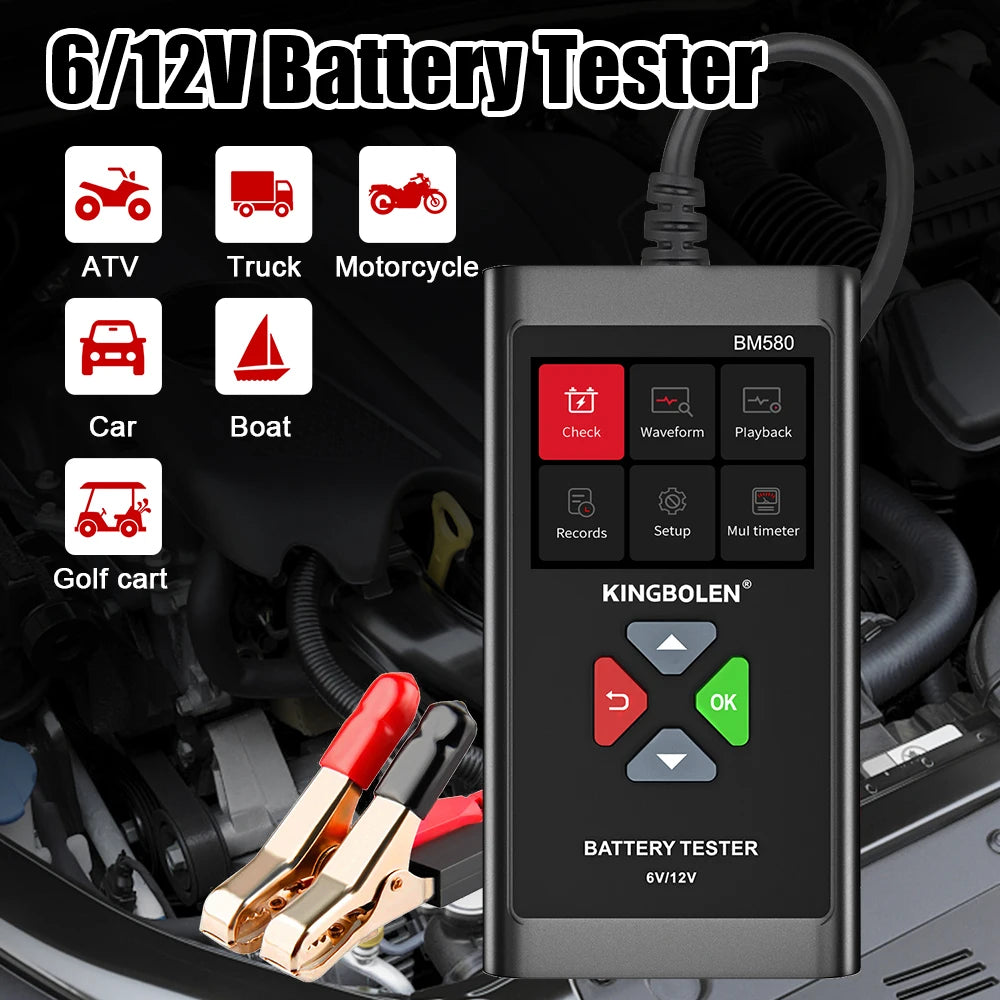 BM580 Car Battery Tester – CCA Analyzer for 6V/12V Lead-Acid Battery Tester Axl