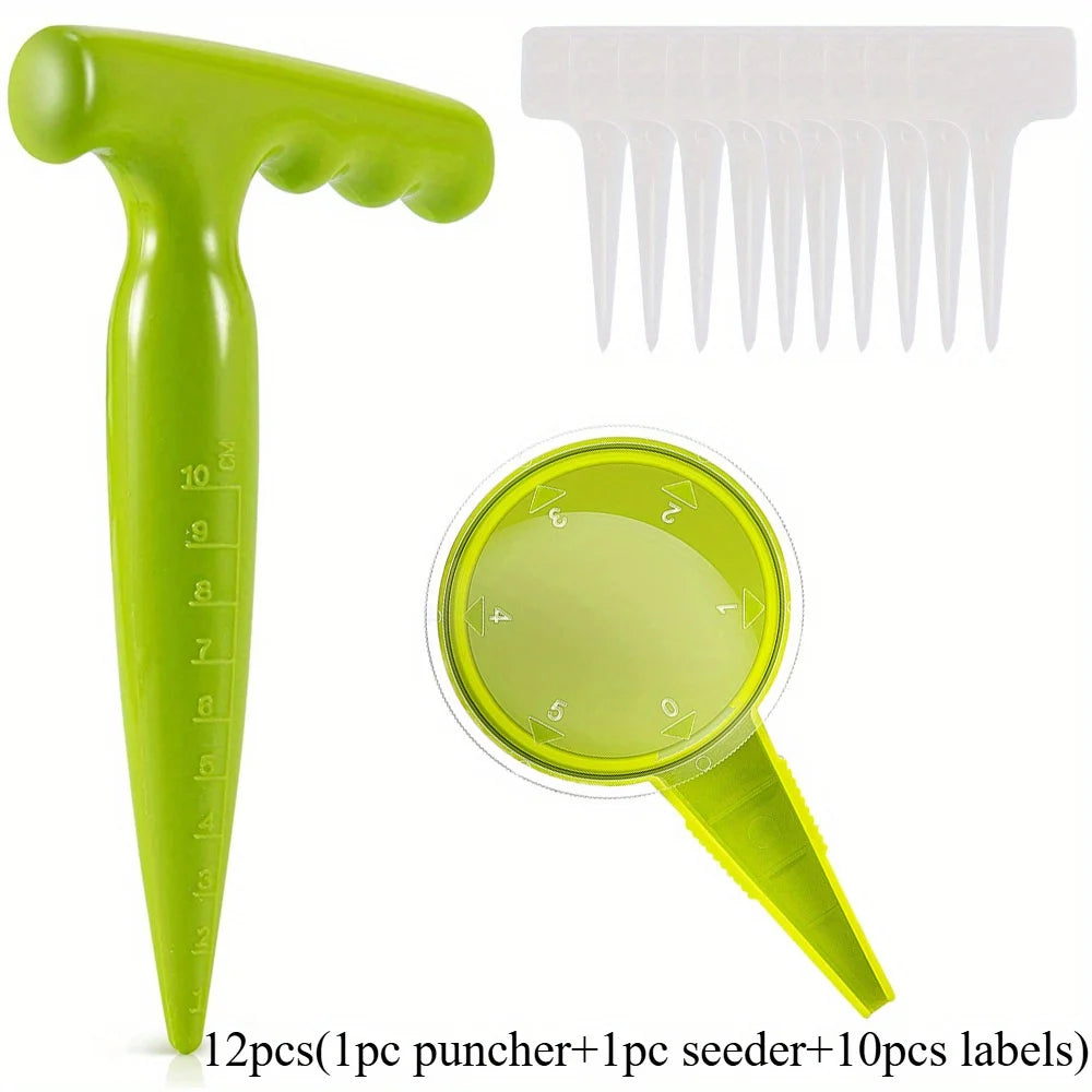 Garden Seed Sower Tool Set – Adjustable Handheld Seeder Kit Garden Seeding Tool Axl Mixed-12pcs