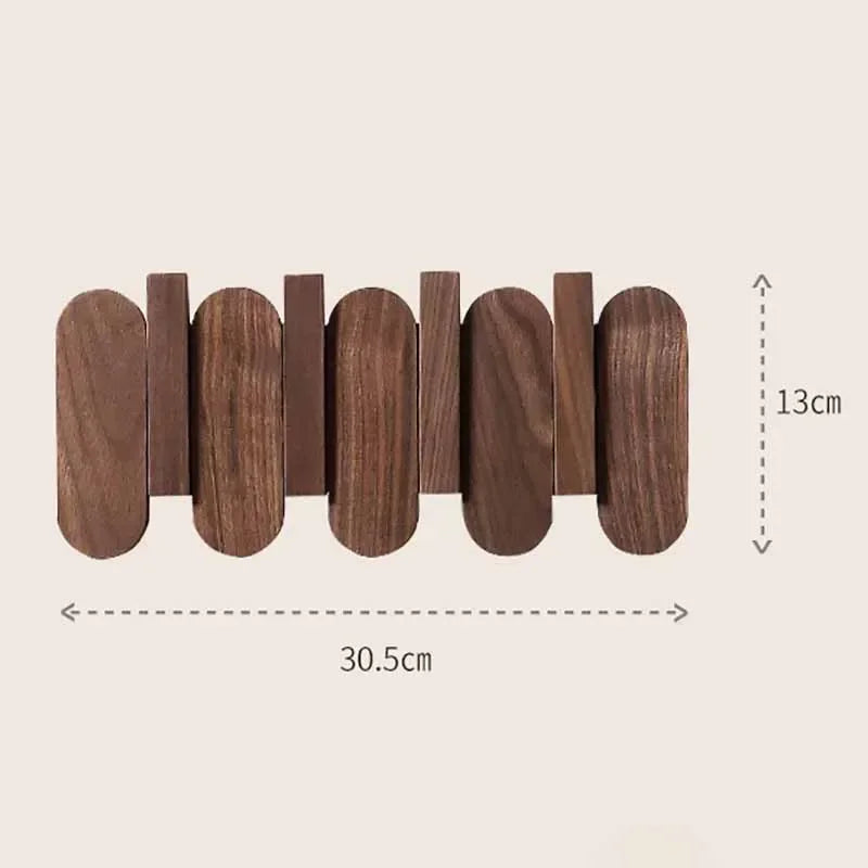 Piano Key Wall-Mounted Coat Rack – 12-Hook Oak Wood Organizer Wall-Mounted Coat Rack Axl Style A-4 Hooks