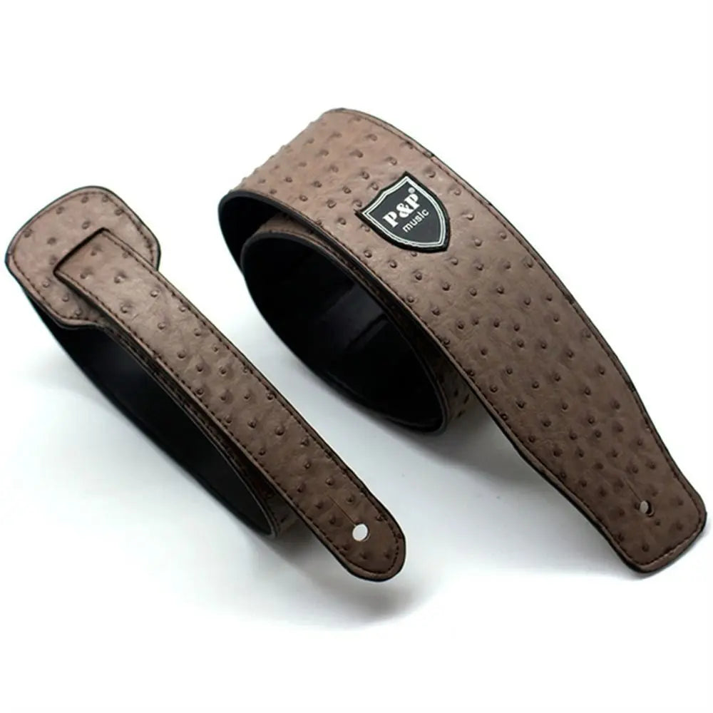PU Leather Embossed Guitar Strap | Adjustable 130–150cm Guitar Strap Axl Khaki