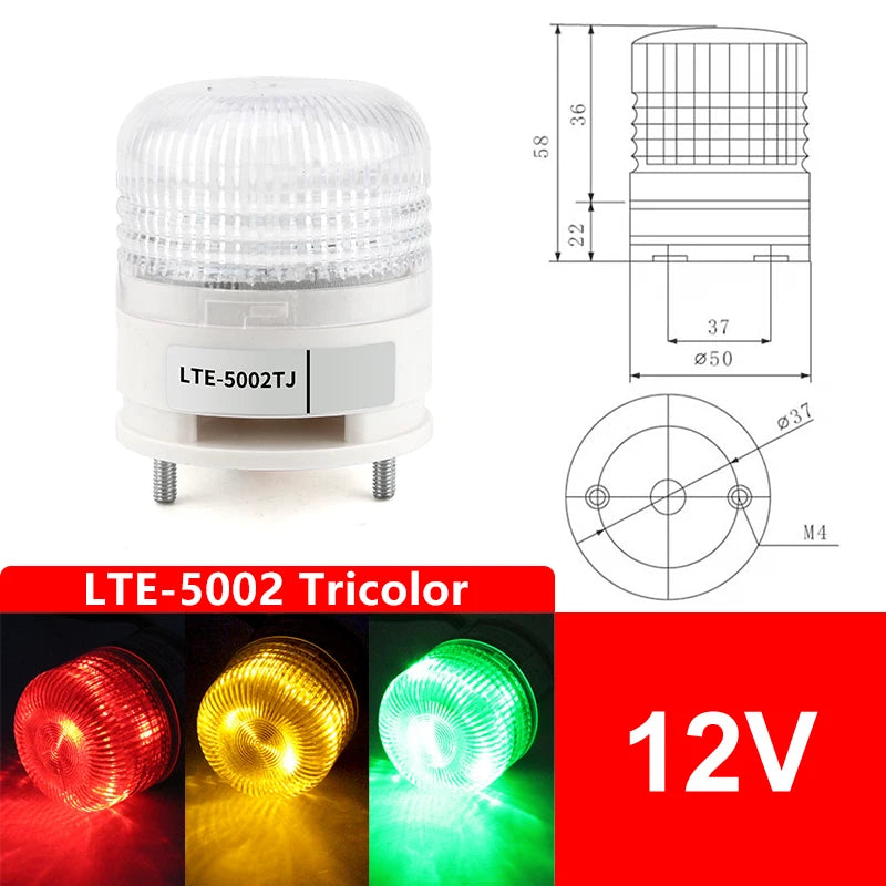 LTE-5002TJ LED Strobe Warning Light 12V 24V 220V Flashing Strobe Warning Light Axl 12V Tricolor