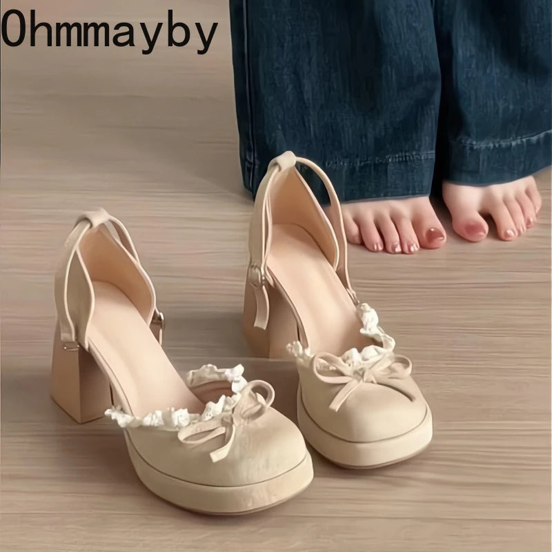 Butterfly-Knot Mary Jane Heels | Lolita Ankle Strap Pumps Mary Jane Pumps Axl