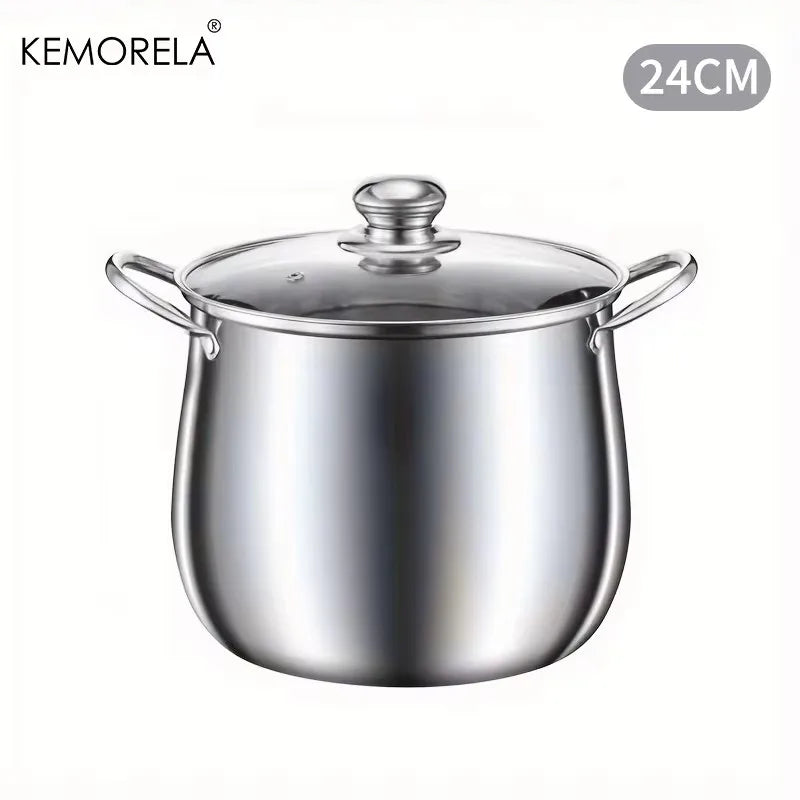 KEMORELA Large Stainless Steel Soup Pot – Gas & Induction Soup & Stock Pot Axl 24cm