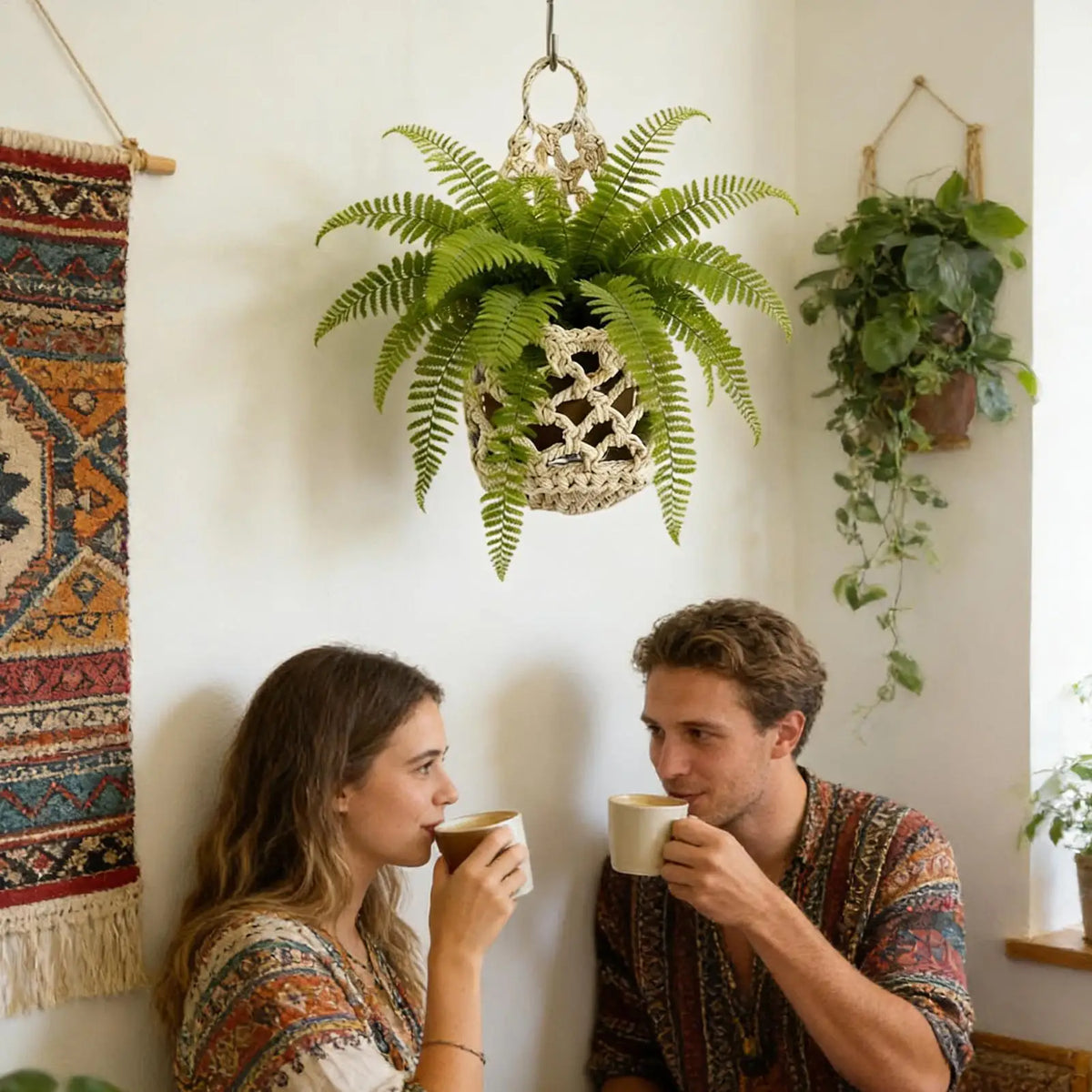 Boho Macrame Plant Hanger | Cotton Woven Wall Basket Macrame Plant Hanger Axl