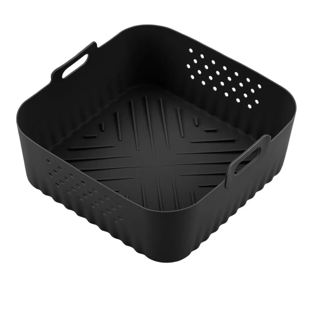 Silicone Air Fryer Liner 22.5cm – Non-Stick Reusable Basket Tray Air Fryer Liner Axl Black 2