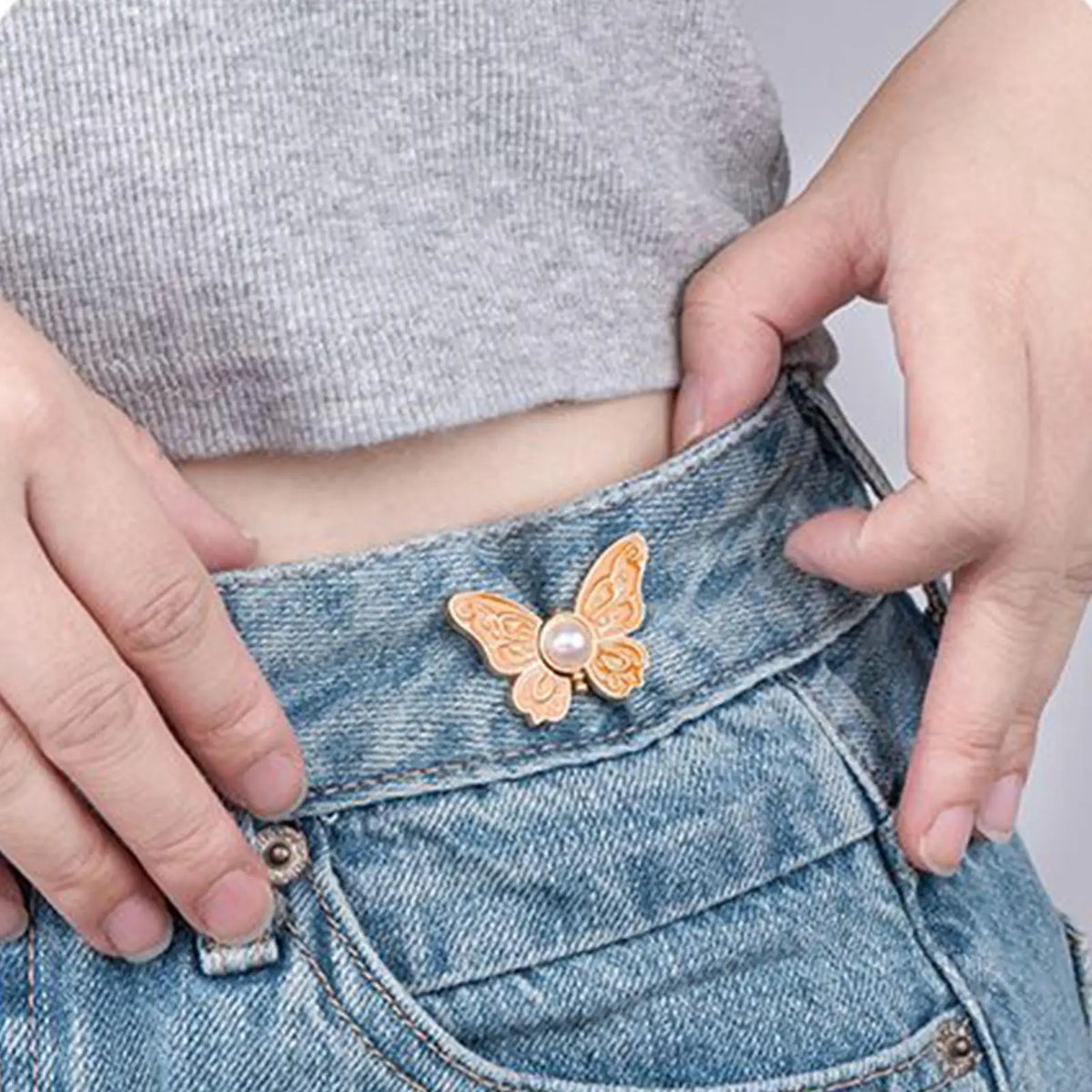 Butterfly Waist Tightener Clips – No-Sew Adjustable Button 8pc Clothing Adjuster Clips Axl