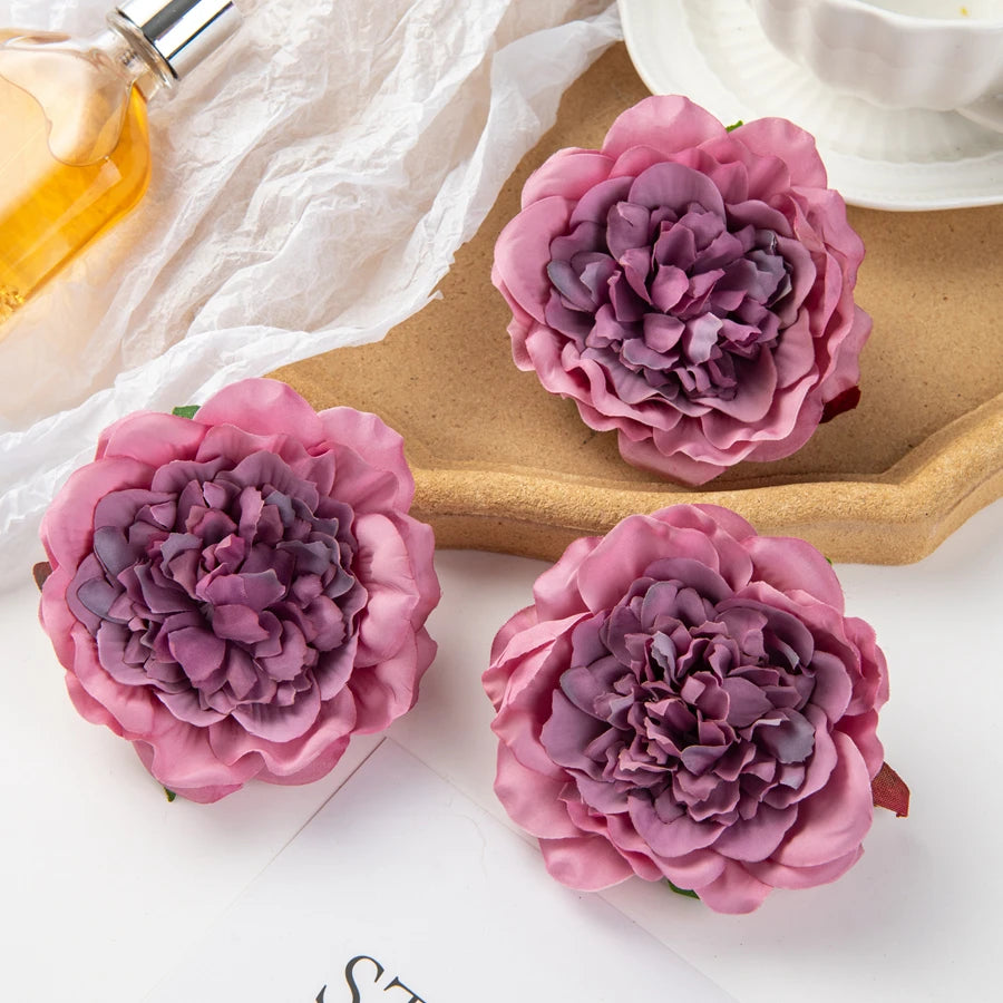Silk Dahlia Peony Artificial Flowers 5/10 Pcs – Wedding Decor Artificial Flowers Axl plum 5pieces