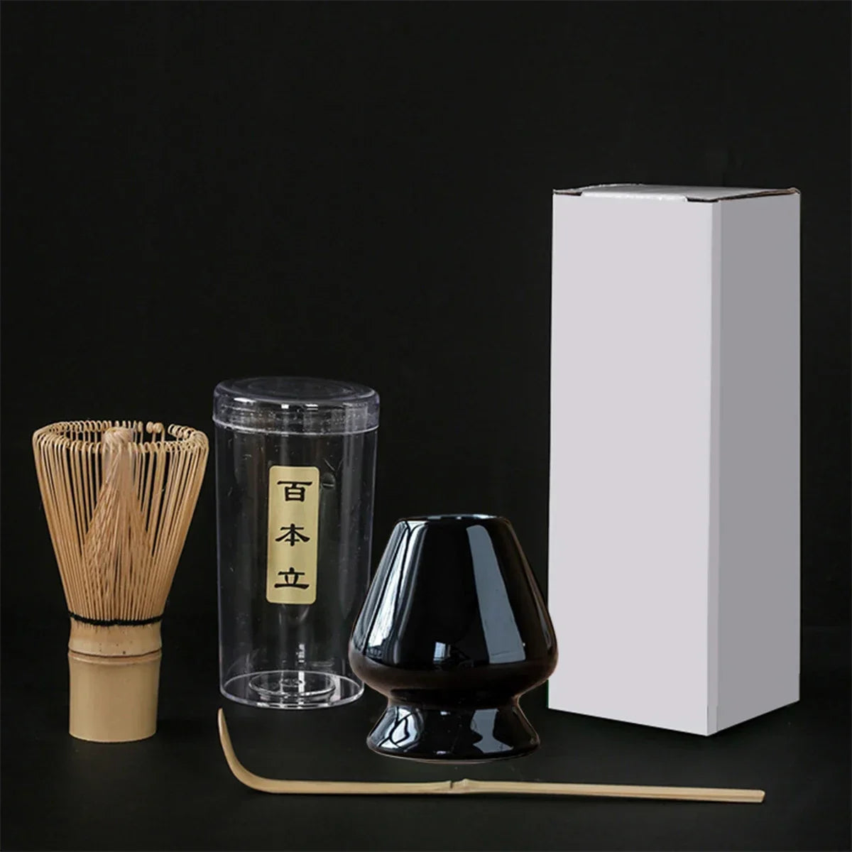 3-Piece Bamboo Matcha Set – Whisk, Scoop & Stand | Tea Kit Matcha Tea Set Axl Black 3pcs