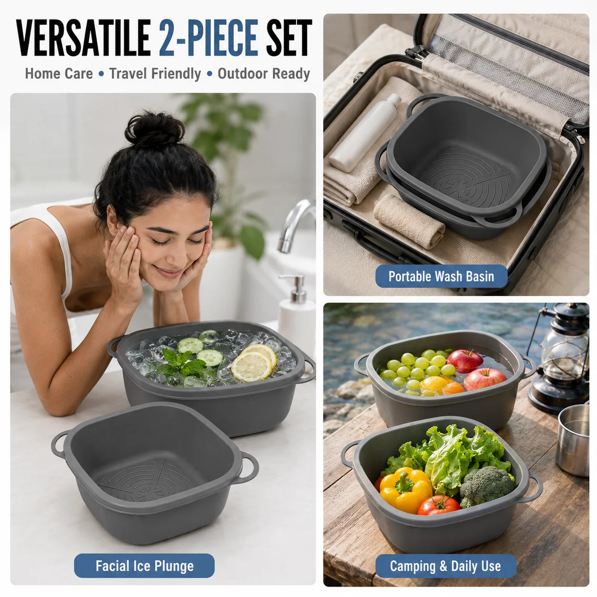 Foldable Silicone Face Basin Set – Ice Plunge & Travel Wash Bowl Silicone Wash Basin Axl