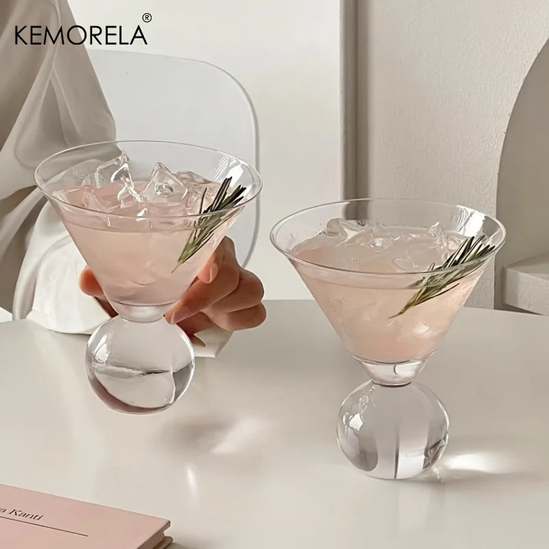 KEMORELA 260ml Beaded Martini Glass – Short Foot Cocktail Cup Cocktail Glass Axl