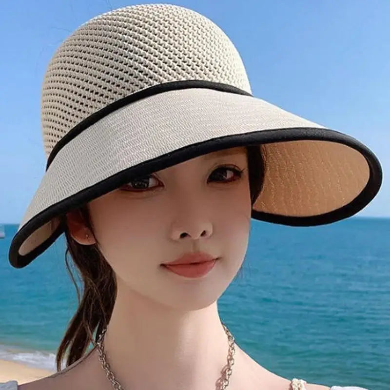 Wide Brim Open Top Straw Sun Hat – Lightweight Beach Travel Wide Brim Sun Hat Axl