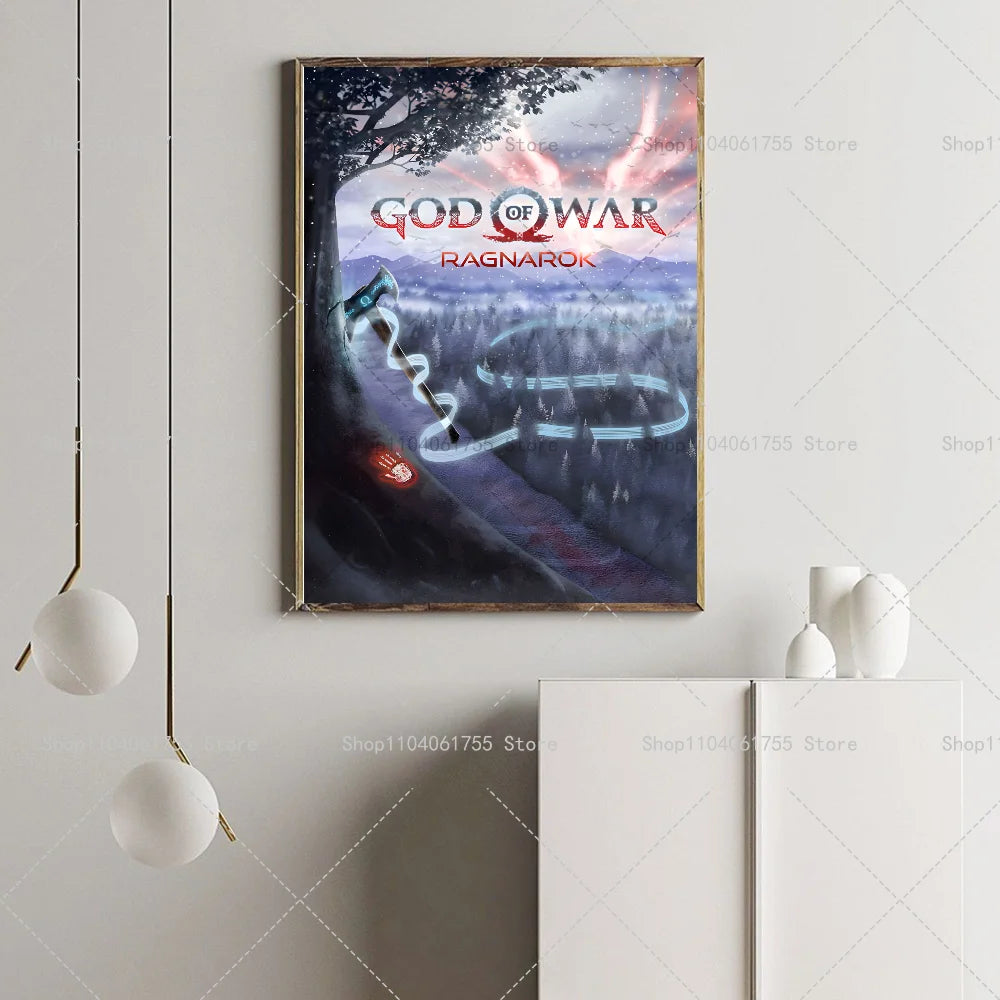 God of War Ragnarok Wall Poster | Self-Adhesive Waterproof Sticker Wall Art Poster Axl