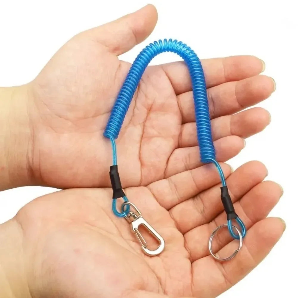 Steel Wire Spring Rope Lanyard with Carabiner – 1.5m Stretch Spring Rope Lanyard Axl