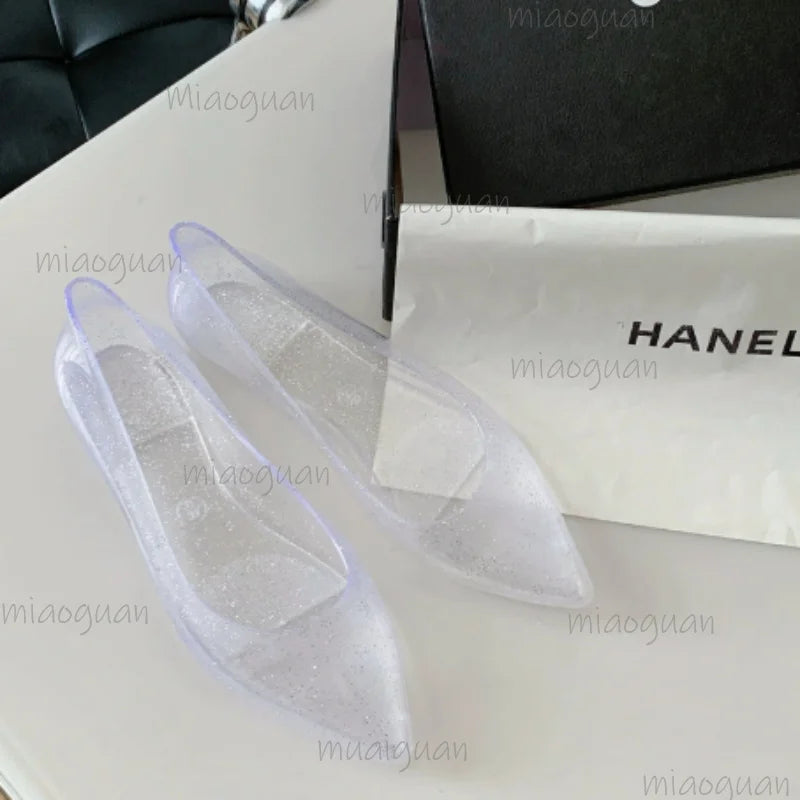 Women's Clear Jelly Flats | Pointed Toe Slip-On Loafers Jelly Flat Loafers Axl