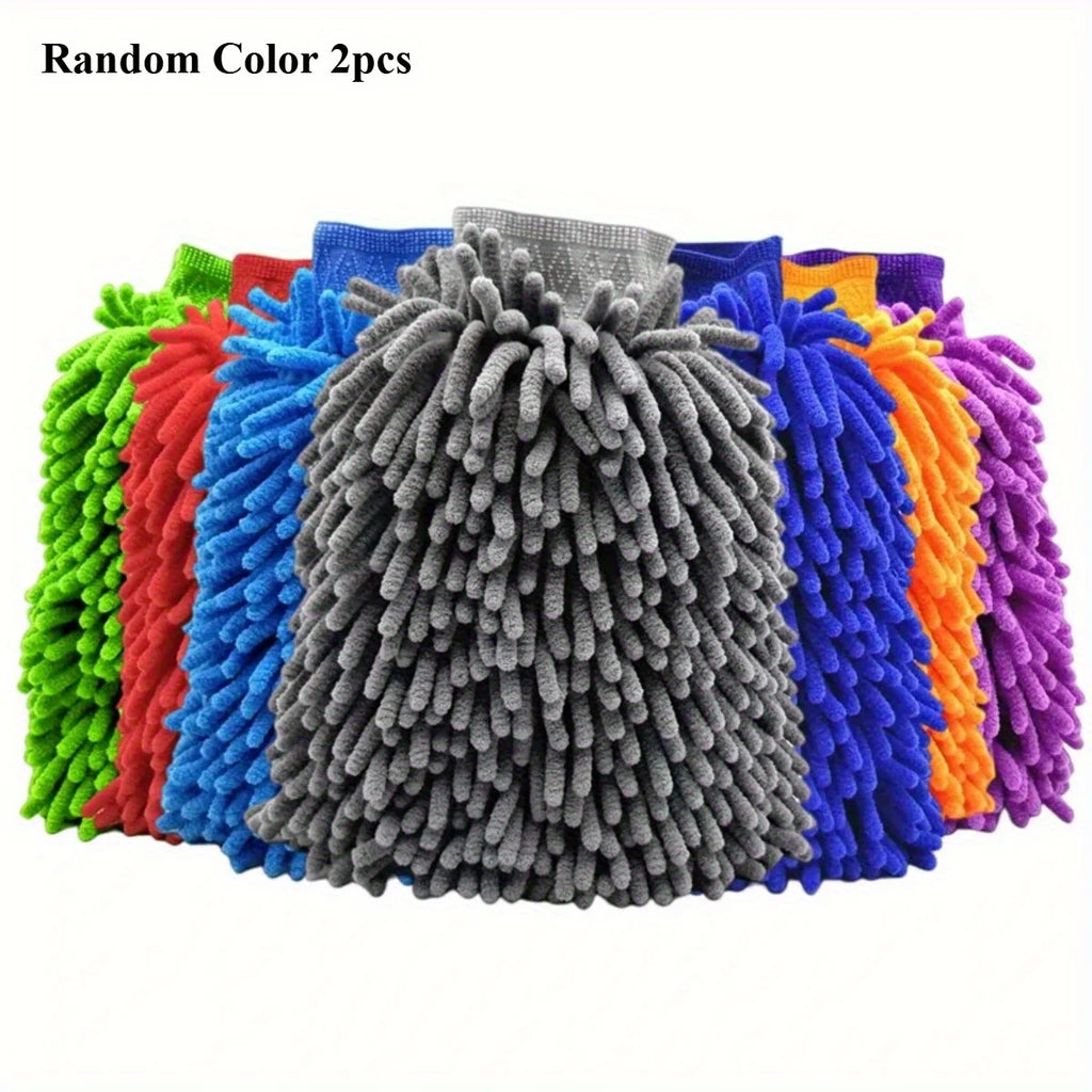Microfiber Car Wash Gloves 2-Pack – Superfine Fiber Mitt Car Wash Mitt Axl Random Color 2pcs