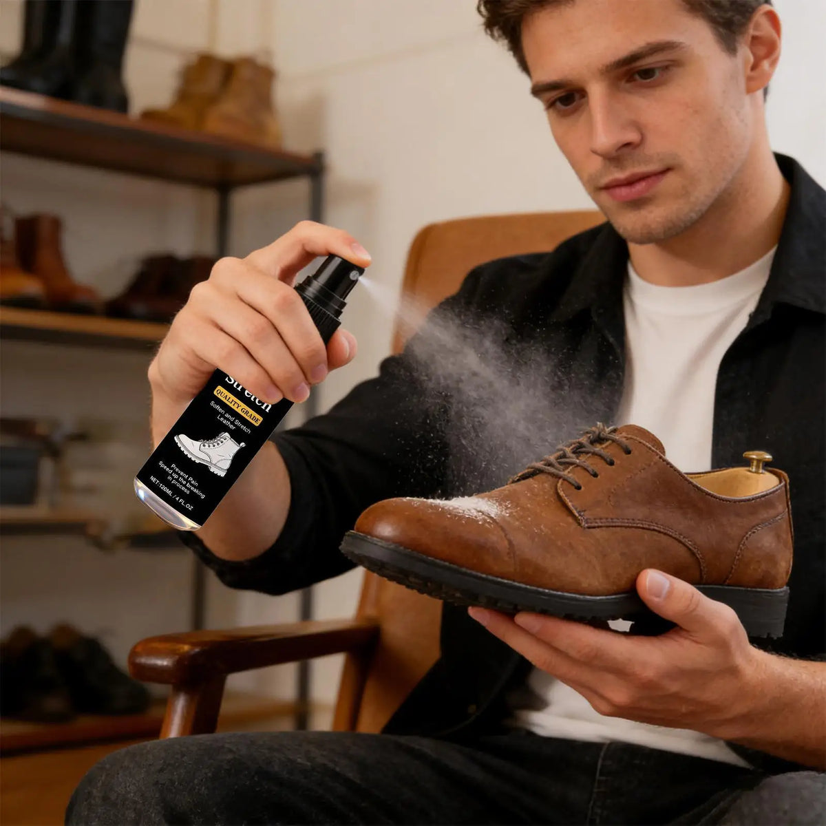 120ml Shoe Stretcher Spray – Leather, Suede & Canvas Softener Shoe Care Spray Axl