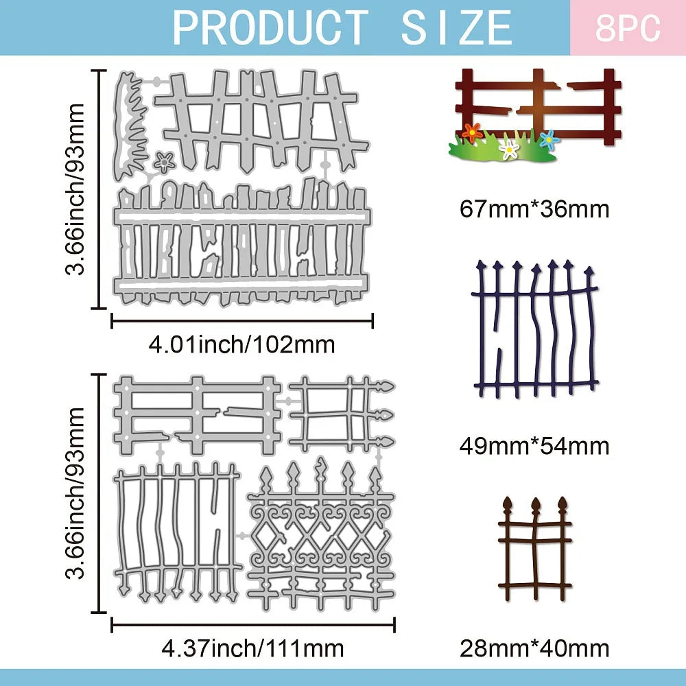 Fence Carbon Steel Cutting Dies – Scrapbooking Stencils 2pc Craft Cutting Dies Axl