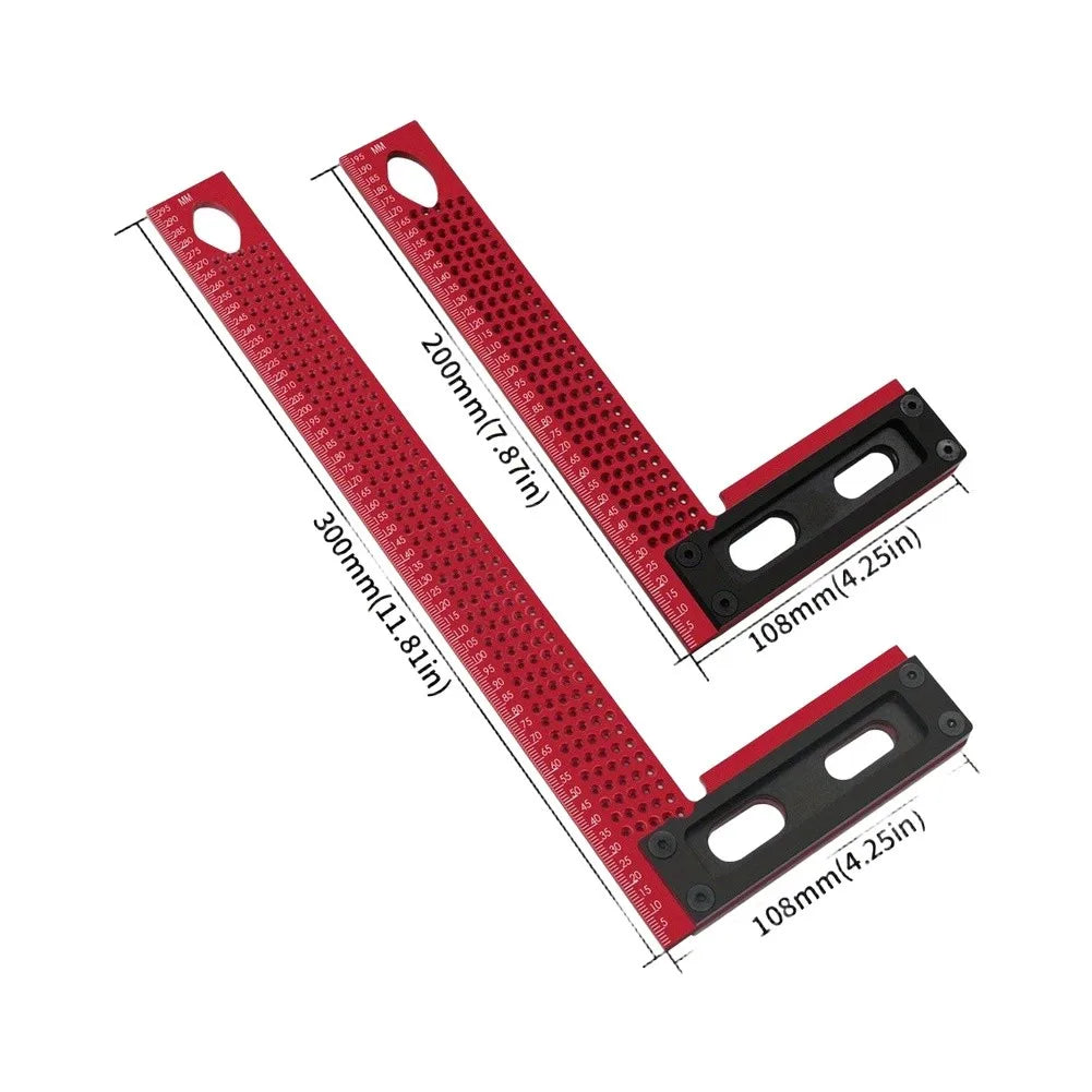 Aluminum Woodworking Right Angle Ruler & Carpenter Square Gauge Woodworking Marking Ruler Axl