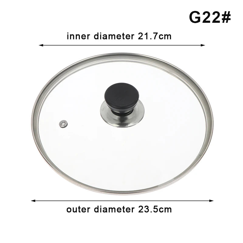 Tempered Glass Pot Lid – Shatter-Proof Stainless Steel Rim Glass Pot Lid Axl G22