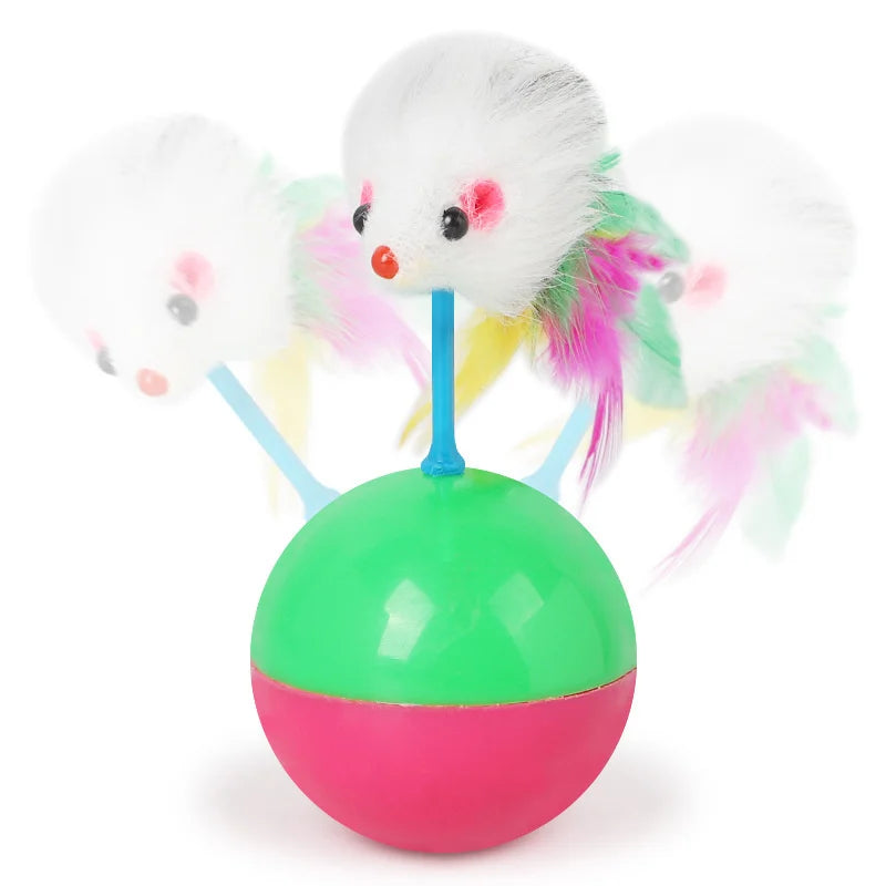Tumbler Mouse Roly Poly Cat Toy – Feather Interactive Pet Toy Interactive Cat Toy Axl