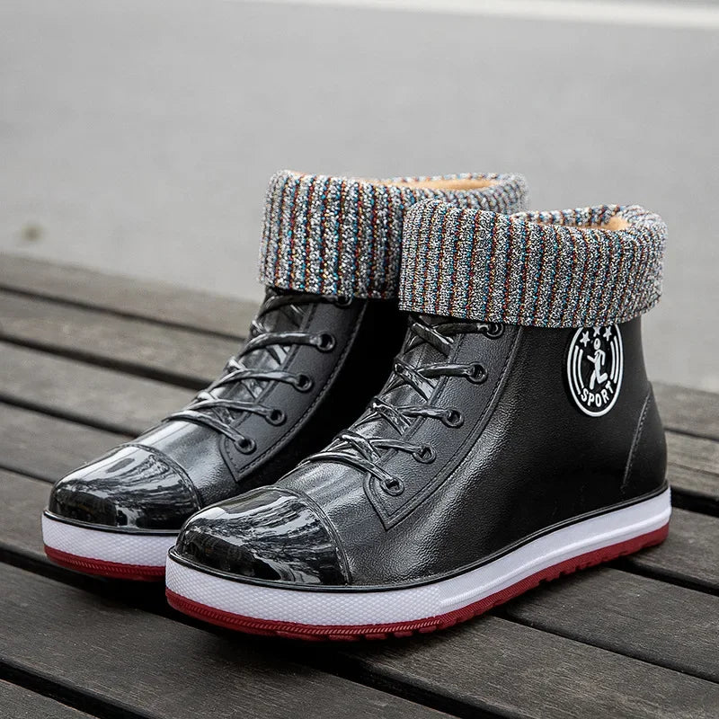 Women's Waterproof Ankle Rain Boots | Warm Cotton Garden Galoshes Women's Rain Boots Axl 1288 black cotton 39