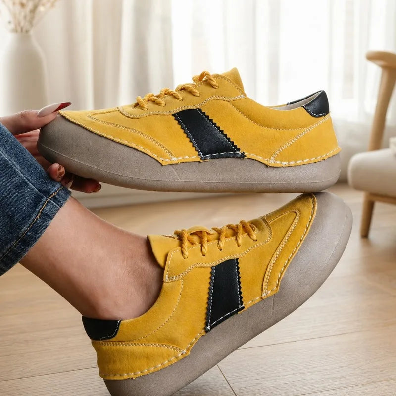 ZULIWAGN Women's Wide Toe Flat Casual Sneakers | Lace-Up Women's Flat Sneakers Axl