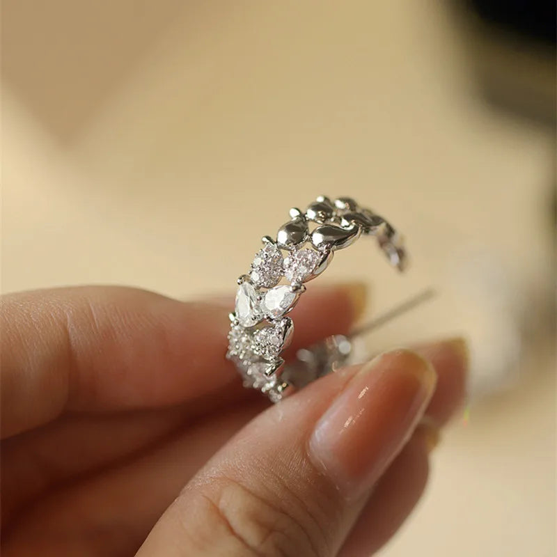 Huitan Silver Hoop Earrings – Cubic Zirconia Fashion Jewelry Hoop Earrings Axl