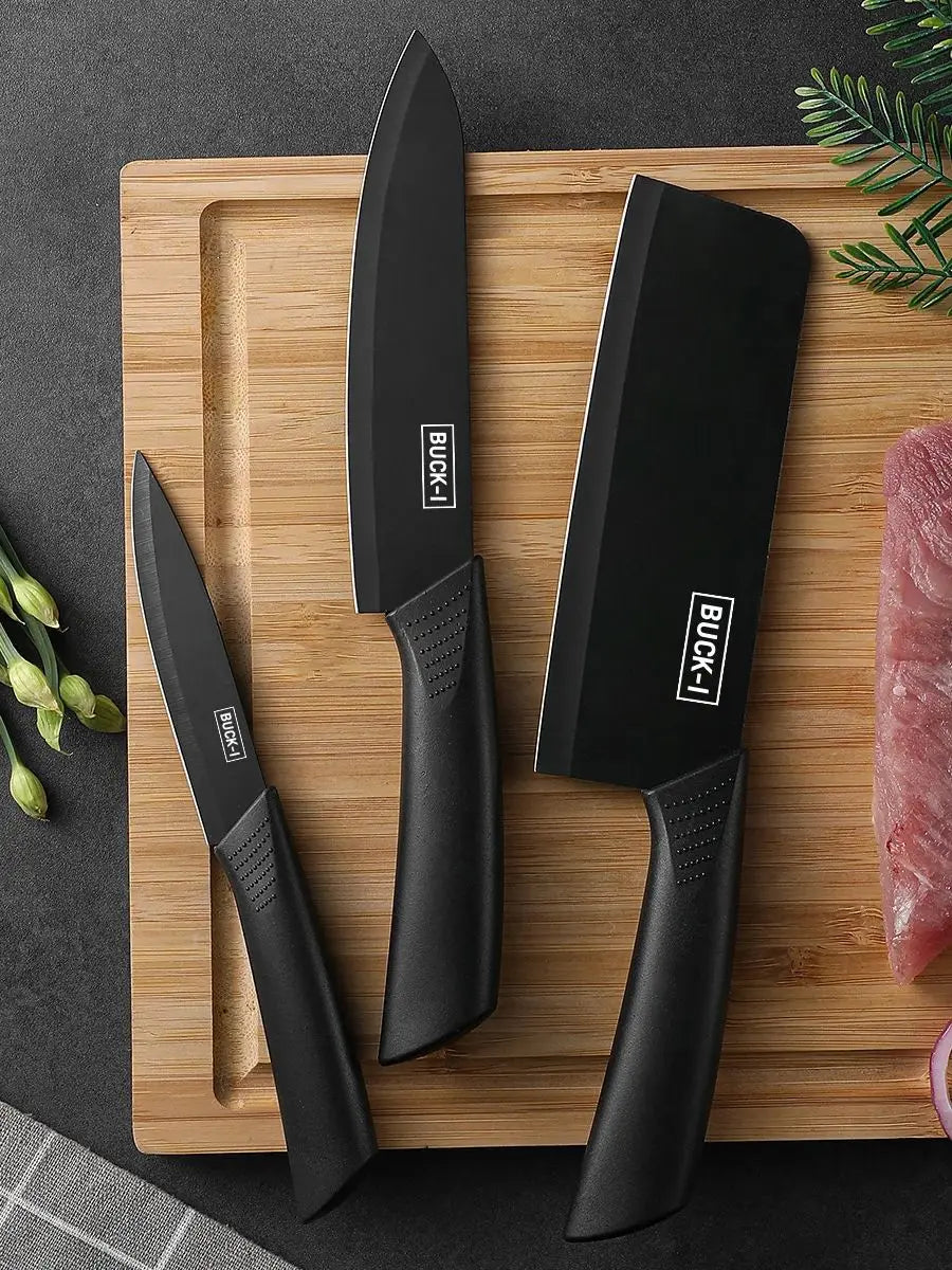 SHENJIU 3/5-Piece Black Stainless Steel Kitchen Knife Set Kitchen Knife Set Axl 3pcs