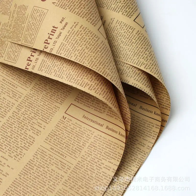 10-Pack Kraft Floral Wrapping Paper – Vintage Newspaper Style Gift Wrapping Paper Axl