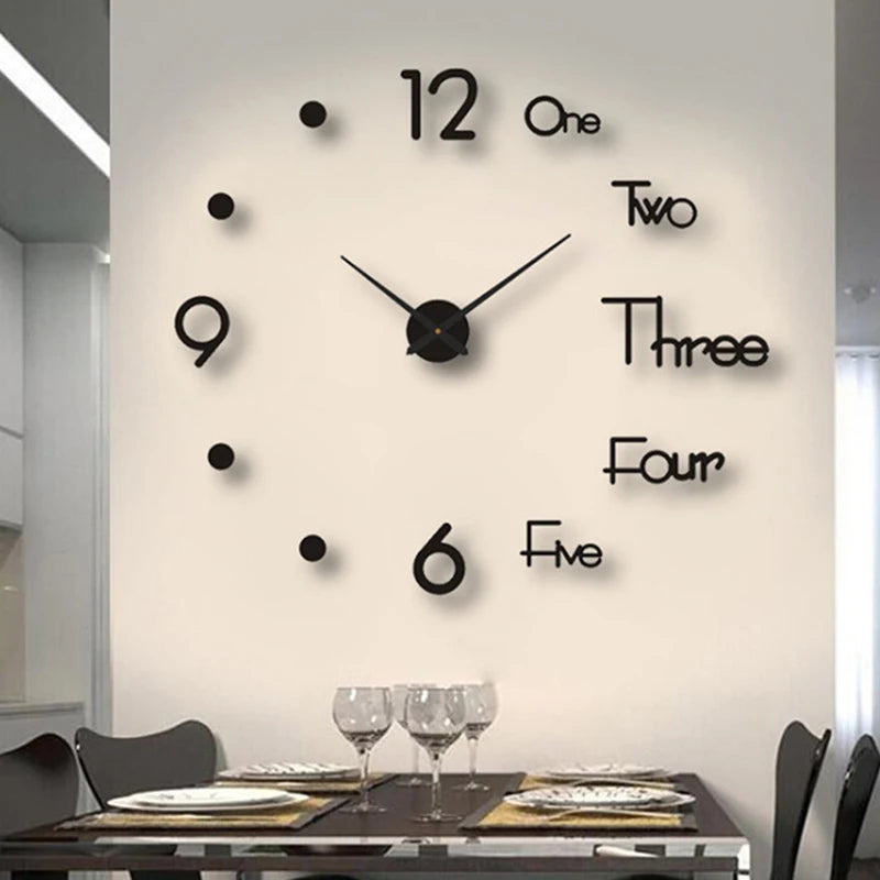 3D DIY Mirror Wall Clock – Silent Quartz Acrylic Home Decor DIY Wall Clock Axl
