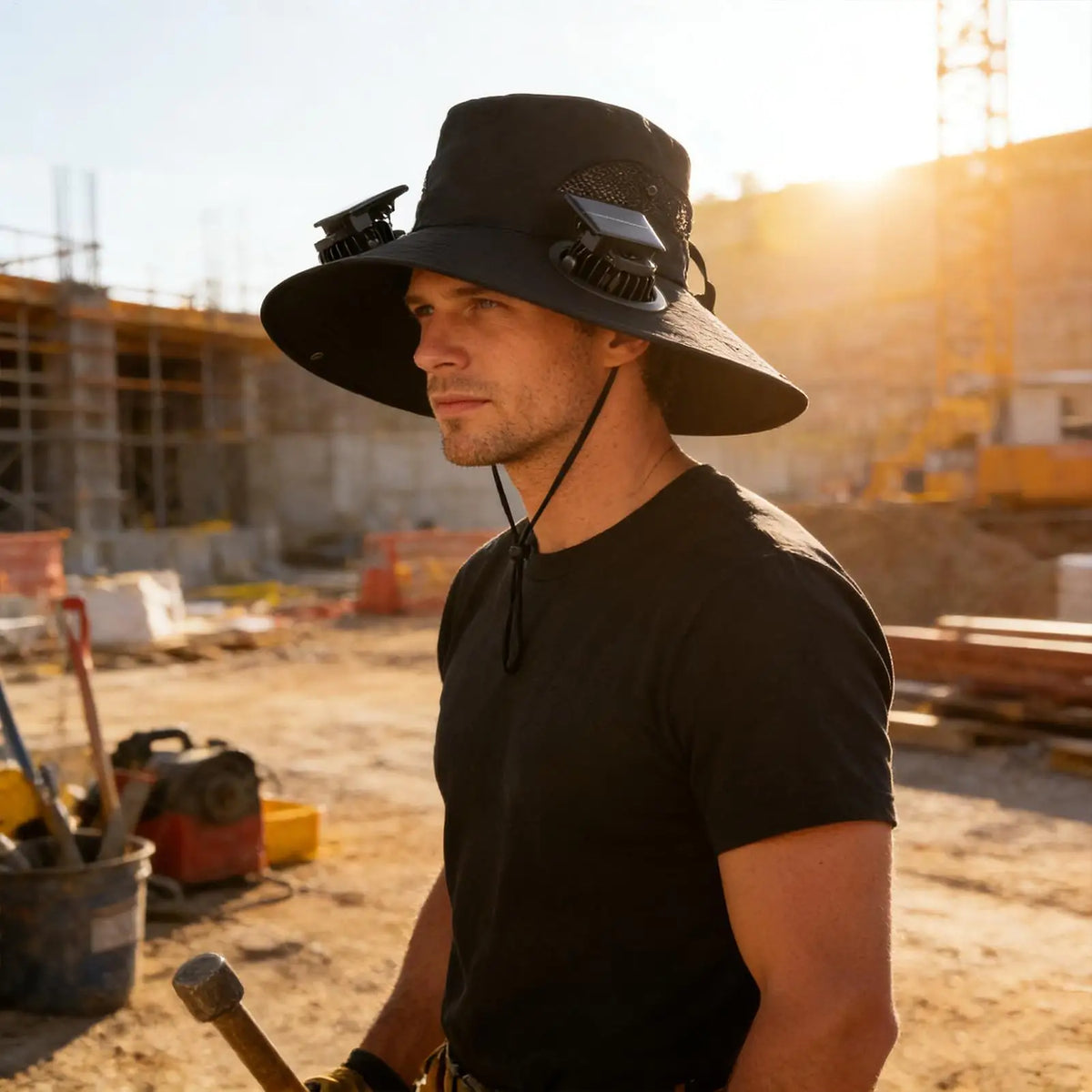 Solar Powered Fan Hat – 4-Head Wide Brim Sun Cap Outdoor Solar Fan Hat Axl