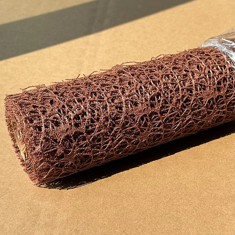 Floral Mesh Wrapping Paper Roll – Hollow Net Bouquet Wrap Bouquet Wrapping Paper Axl dark coffee