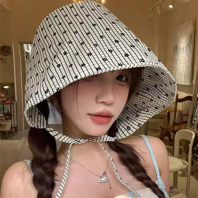 Floral Bucket Hat – French Wide Brim Adjustable Sun Hat Bucket Hat Axl Beige