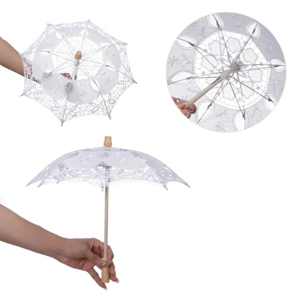 Lace Parasol Umbrella – Wedding Prop & Flower Girl Décor Decorative Lace Parasol Axl white-31cm