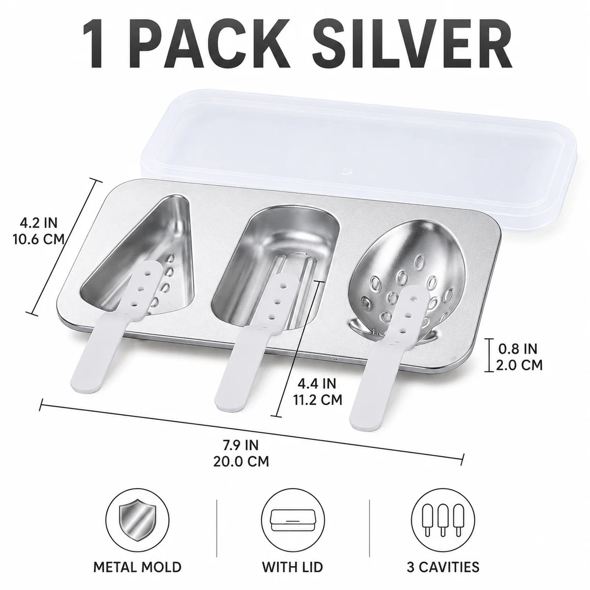 Stainless Steel Popsicle Molds – DIY Ice Cream Maker with Lids Popsicle Mold Set Axl 1 Pack Silver