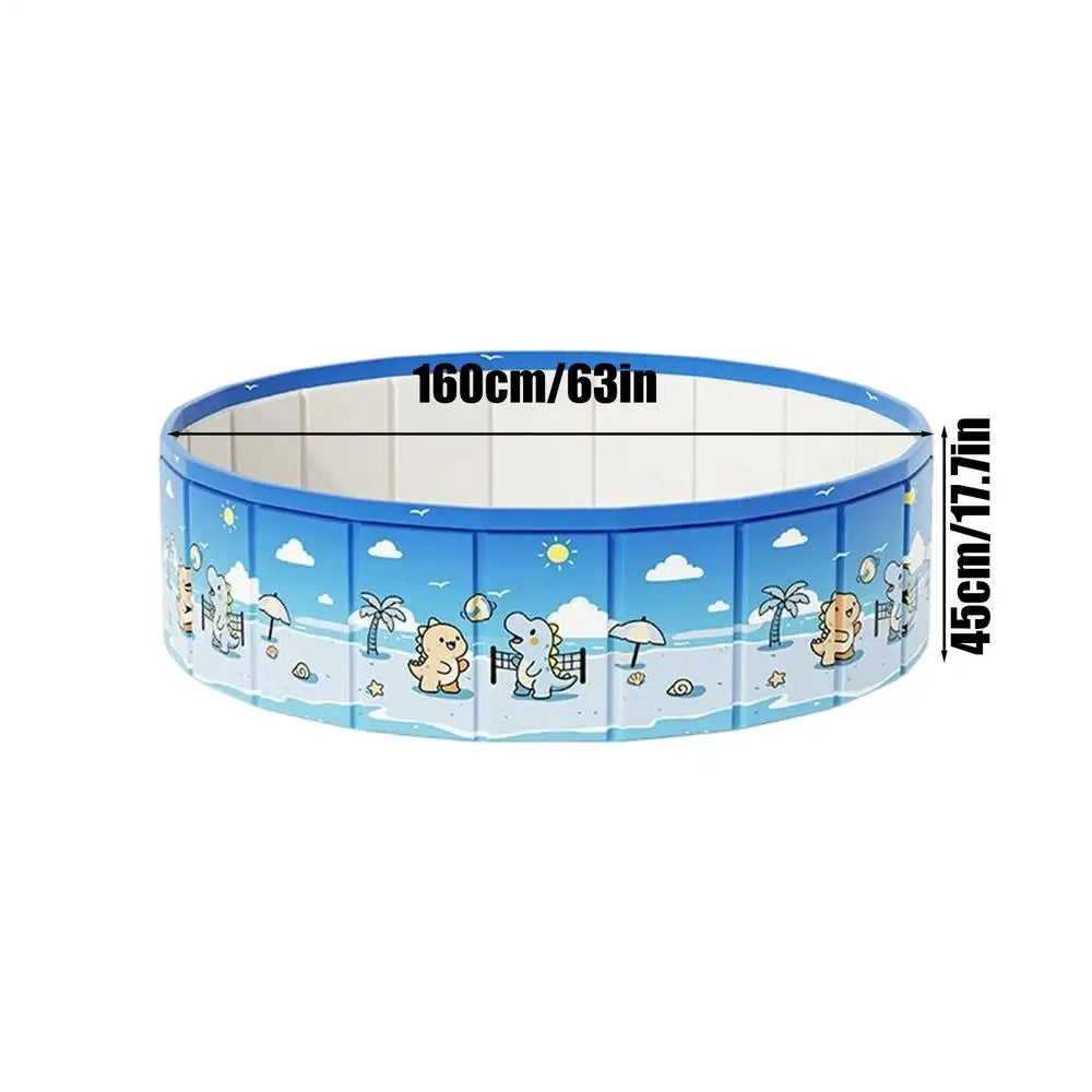 Foldable Pool with Drain Pipe – Non-Inflatable Kids & Dog Pool Foldable Swimming Pool Axl 160x45cm