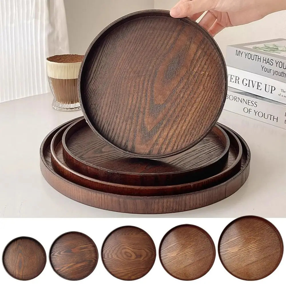 Round Wooden Serving Tray | 5 Sizes | Coffee & Breakfast Tray Wooden Serving Tray Axl