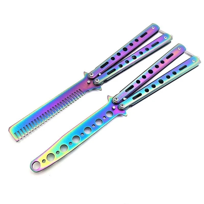 Stainless Steel Butterfly Comb – Folding Practice Swing Comb Butterfly Practice Comb Axl