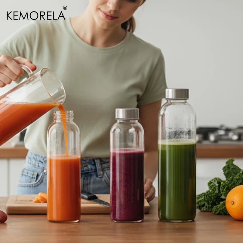 KEMORELA Glass Water Bottle with Strap 500/750/1000ml Glass Water Bottle Axl