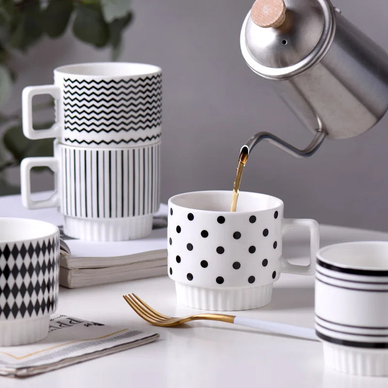 KEMORELA Nordic Ceramic Mug – Stackable Coffee & Tea Cup Ceramic Coffee Mug Axl