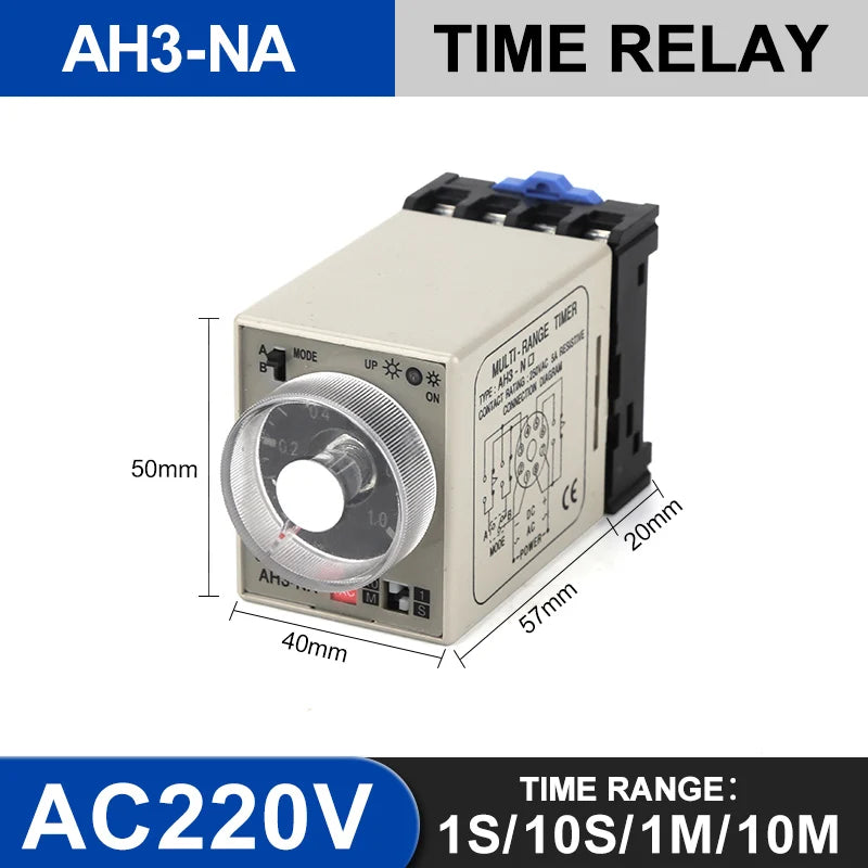 AH3-N 8-Pin Adjustable Time Delay Relay | Multi-Range Timer Time Delay Relay Axl AH3-NA-220V