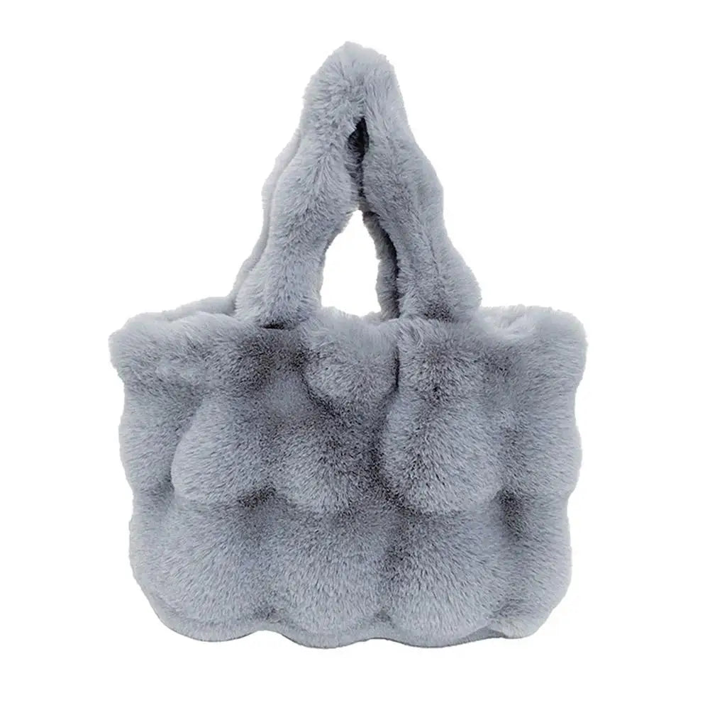 Women's Fluffy Plush Shoulder Bag – Large Capacity Shopper Tote Plush Shoulder Bag Axl C M